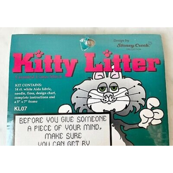 Janlynn Kitty Litter Counted Cross Stitch Kit Piece of Your Mind w/5" x 7" Frame - Picture 2 of 3